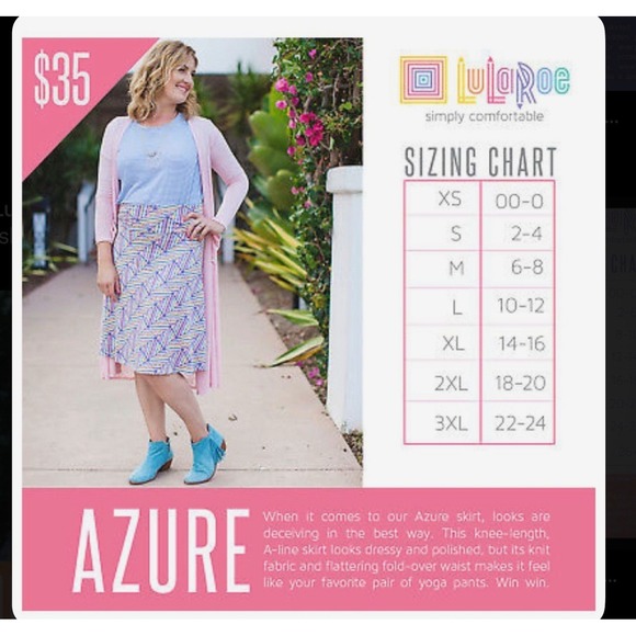 NWT - LulaRoe Azure Style Skirt - Small - Beautiful‎ Floral Pattern - Picture 3 of 3